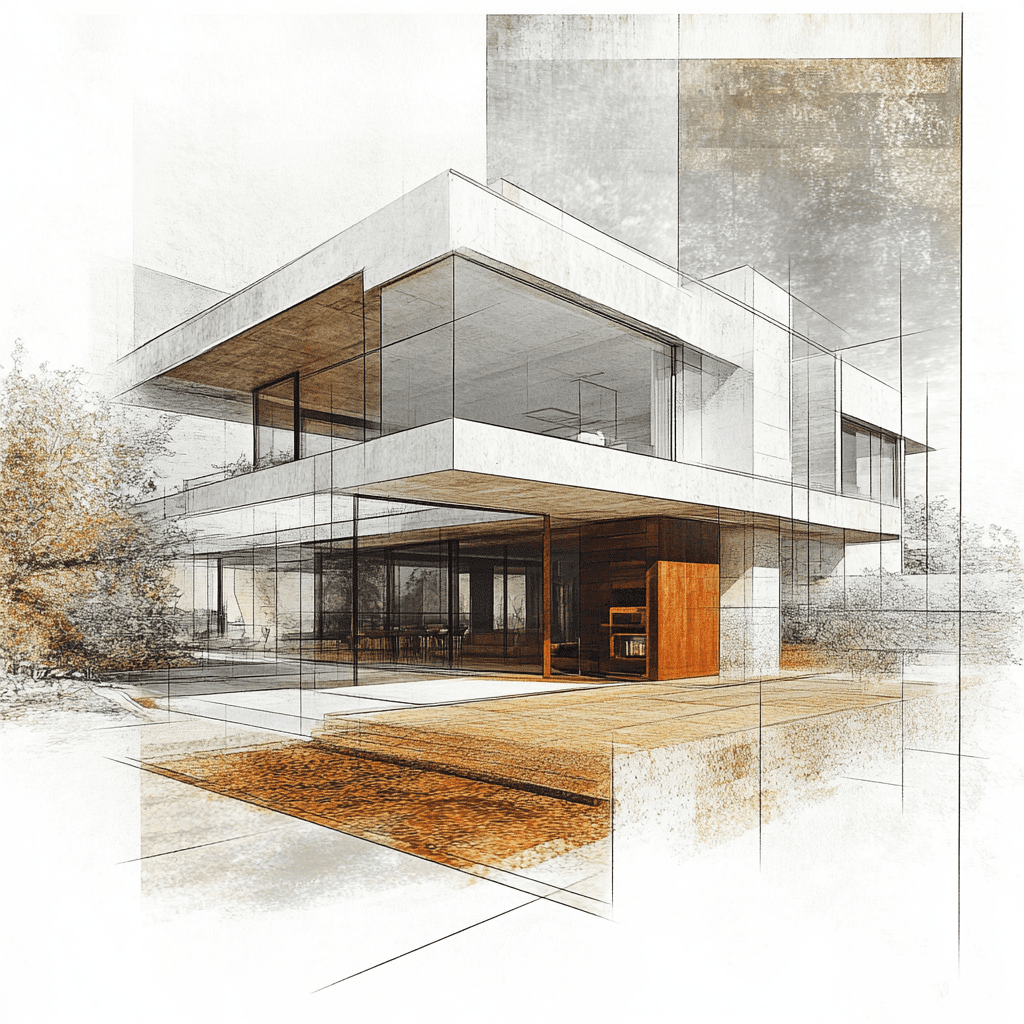an architectural drawing of a modern contemporary home