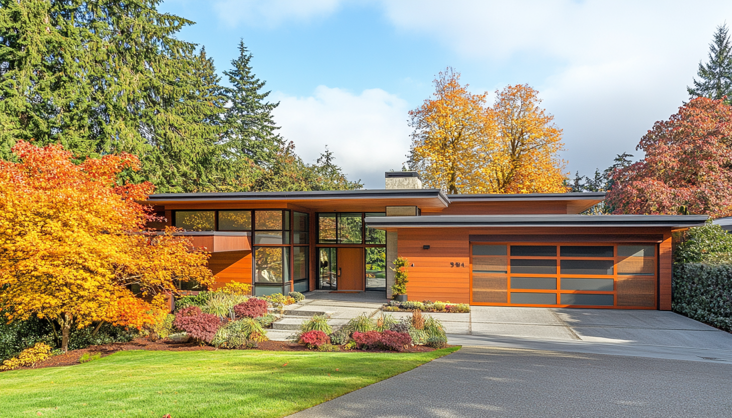 Exterior view of medium sized modern contemporary home with a landscaped yard. Exterior view of medium sized modern contemporary home with a landscaped yard.