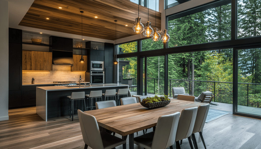 Interior views of a kitchen in a modern contemporary home